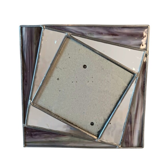 Vintage Purple Slag & Clear Stained Glass Photo Frame 5.5" Fits 3.5" Photo Fetco - Picture 1 of 9